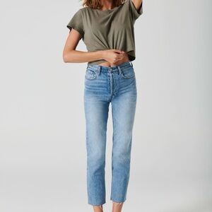 Aritzia Denim Forum The Arlo High Rise Straight 28L in Picture This Bleu